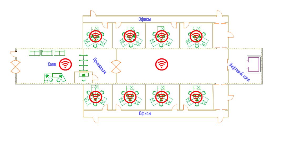 схема расположения Wi-Fi оборудования
