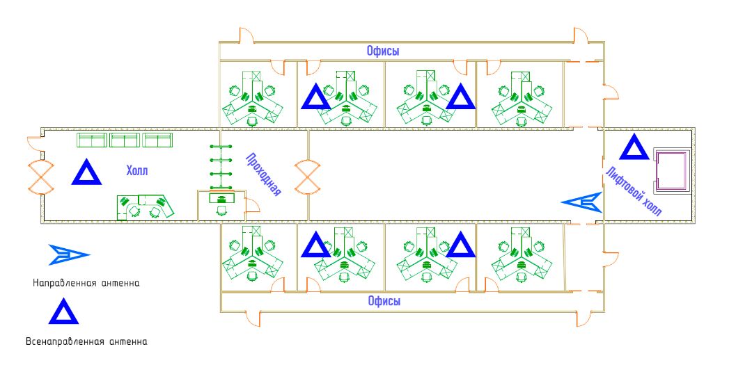 Схема расположения антенн усиления