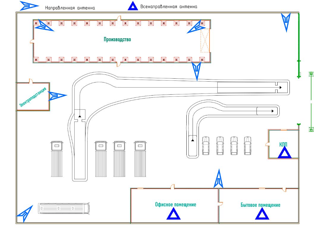 Схема расположения антенн усиления