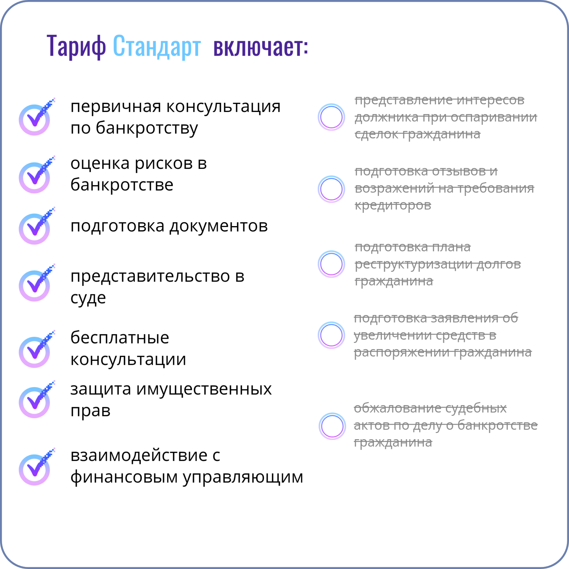 тариф стандарт онлайн банкротство списание долга