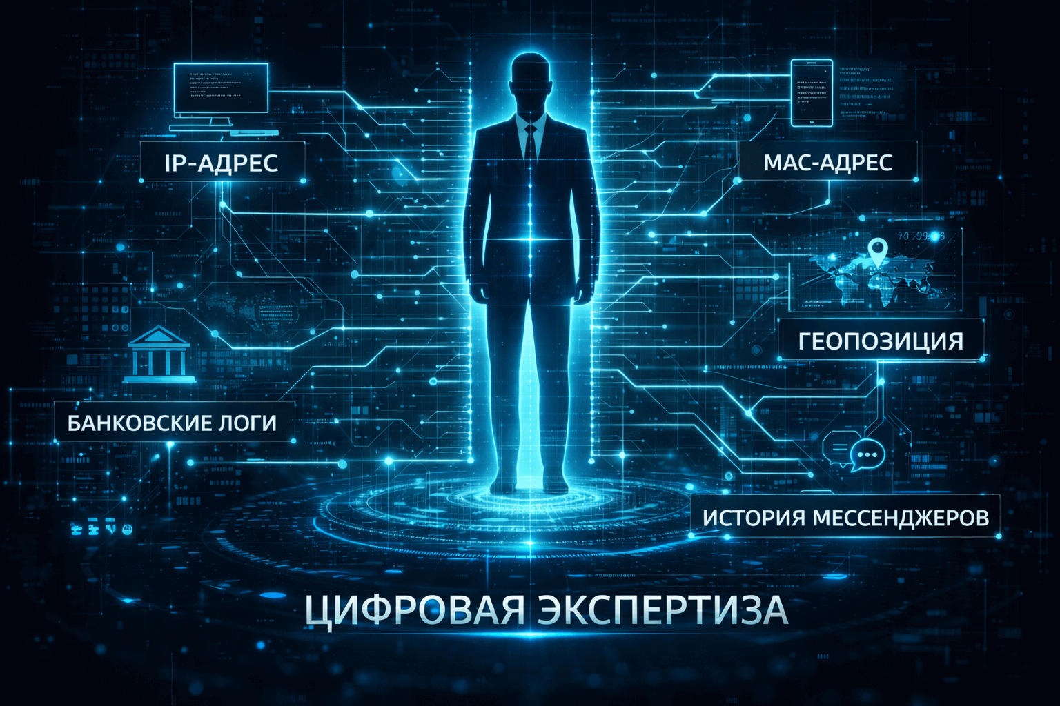 Схема цифрового следа директора: IP, MAC, биллинг