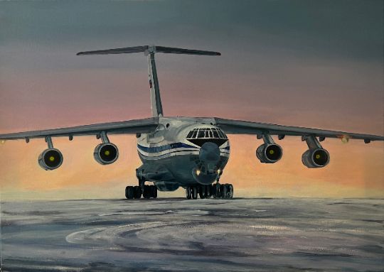 Ксения Кашпур, авиационный художник, Канада. «ИЛ-76», холст 70х50, масло.