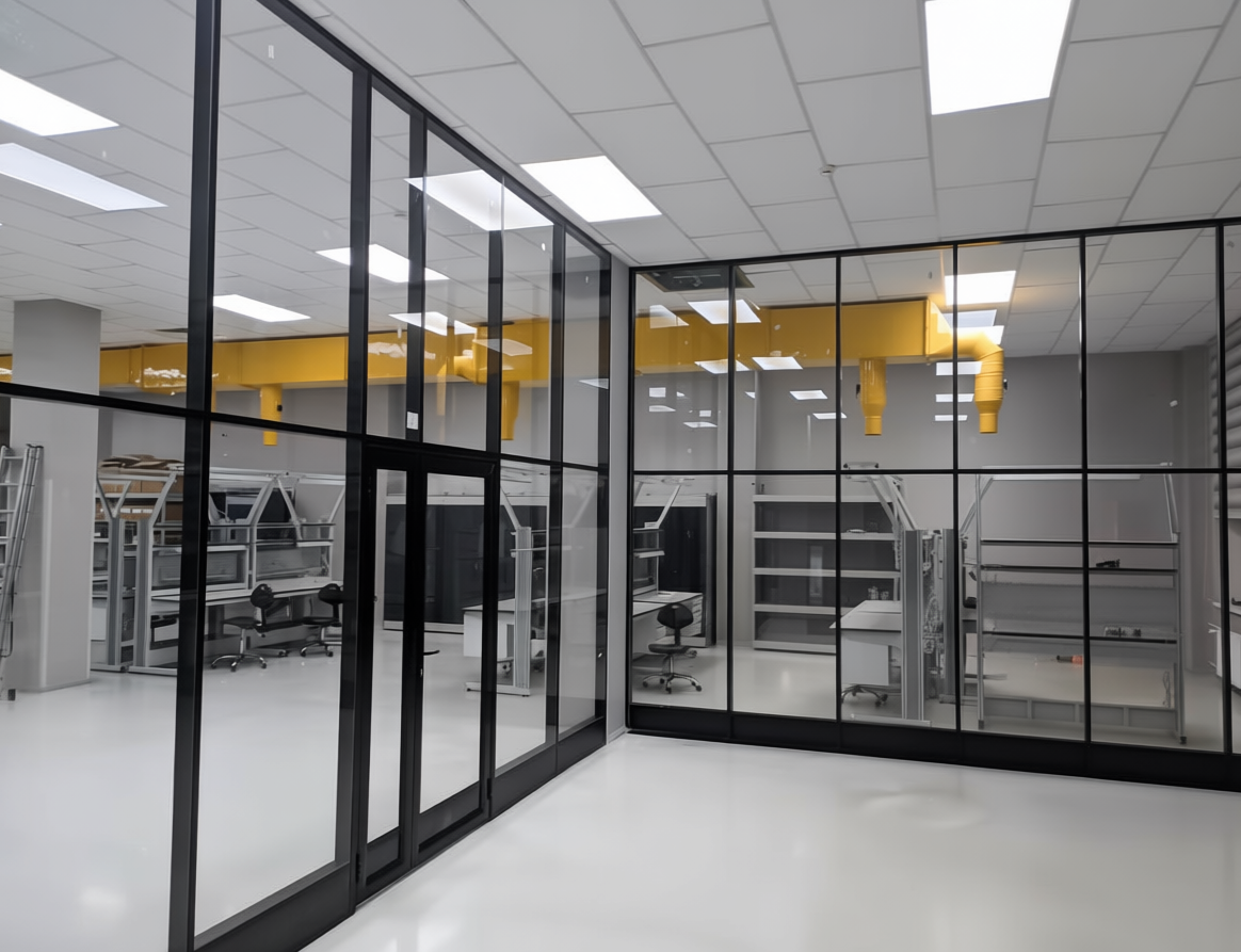 алюминиевая перегородка в производственное помещение