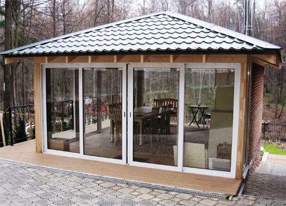Остекление беседки алюминиевым профилем