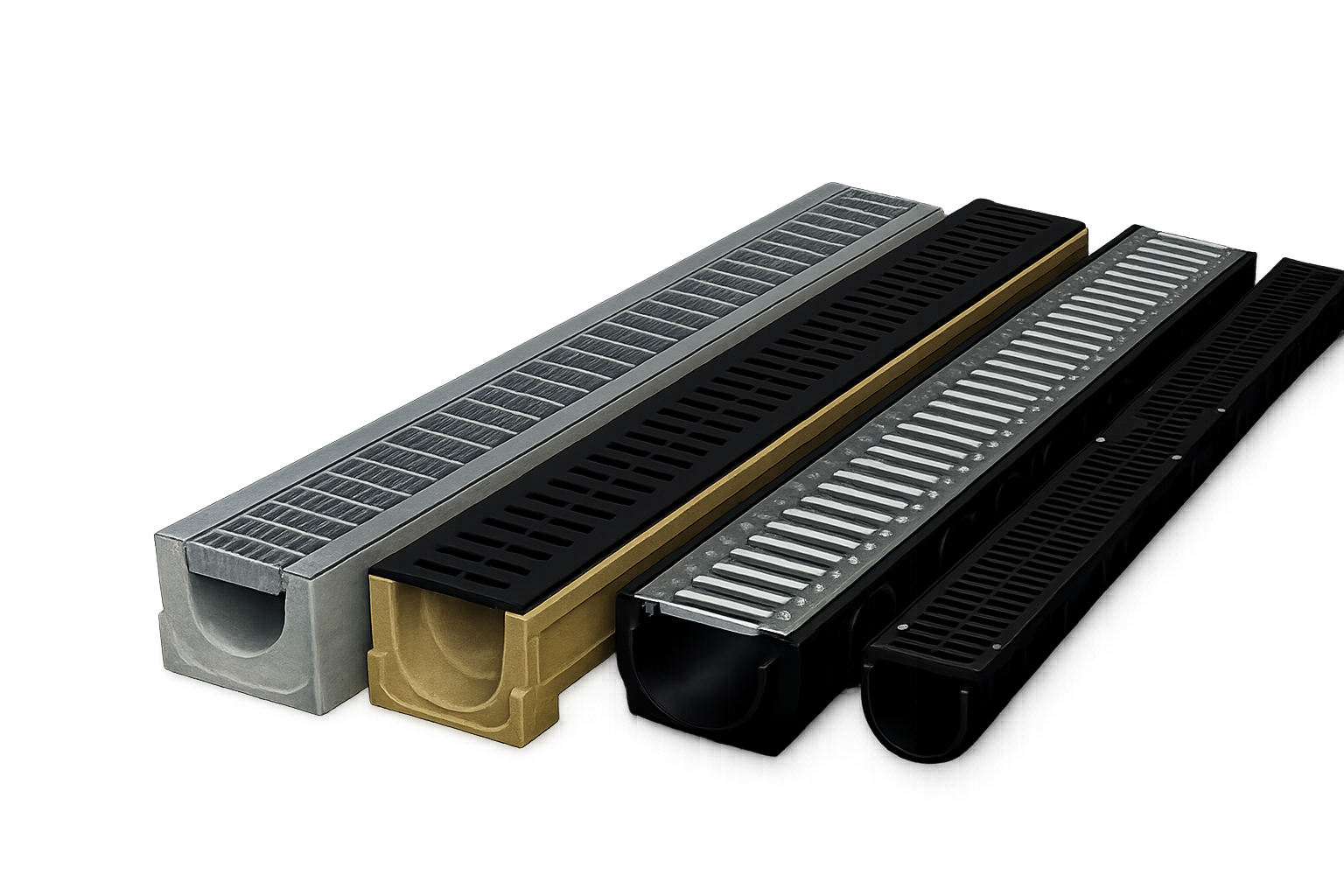 Линейный водоотвод — бетонные, пластиковые и полимербетонные лотки для поверхностного дренажа