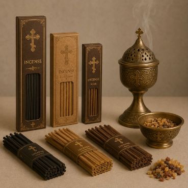 Incense - Buy Orthodox incense in South Africa. Church incense - frankincense, myrrh and other fragrant resins - has been offered to God since the earliest days of the Church, its fragrant smoke rising like prayer to heaven. We offer Orthodox resin incense, incense sticks and charcoal, so you can burn incense at home as well as in church. Orthodox believers use incense during home prayer, on feast days and in parishes; handcrafted censers are available for parishes and home use. We deliver nationwide across South Africa, with local delivery in Pretoria and Johannesburg and prices in South African Rand. Fill your home with the fragrance of Orthodox prayer with Orthodox Africa.