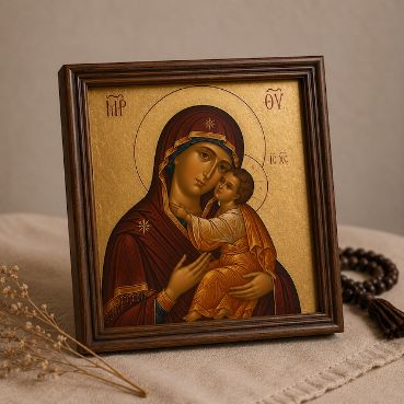 Mother of God Icon — Buy Orthodox icon of the Mother of God in South Africa. The Theotokos (Mother of God) is the most beloved of all sacred images in Orthodox Christianity — the loving protectress of every Christian home and the first intercessor before her Son. Icons are the heart of Orthodox life: sacred images venerated in homes, in churches and in daily prayer, not just pictures but windows into the heavenly world. Our handcrafted icon of the Virgin Mary is painted in traditional Byzantine style and available in 20 cm, 30 cm and 40 cm sizes. Orthodox families keep it in the home prayer corner (the 'red corner'), pray before it daily, and give it as a gift for a baptism, a wedding or a feast day. Every order is prepared with care and prayer. We deliver across South Africa, with prices in South African Rand. Orthodox worship and devotion with Orthodox Africa. Bring the Mother of God into your home and prayer with Orthodox Africa — the first online Orthodox goods store for Southern Africa.