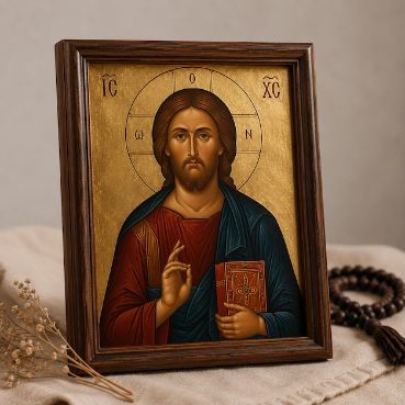 Christ Icon - Buy Orthodox icon of Jesus Christ in South Africa. Icons are the heart of Orthodox Christian life - sacred images venerated in homes, in churches and in daily prayer. An icon is not just a picture: it is a window into the heavenly world, a reminder that the saints are close to us and pray with us. The Christ Pantocrator icon depicts the Lord Jesus Christ as Ruler of All, blessing the world - the most venerated image in Orthodox Christianity. Our handcrafted icon is painted in traditional Byzantine style on a wood panel, available in 20 cm, 30 cm and 40 cm sizes for a home icon corner (the 'red corner'), a bedside table or an altar. It is a deeply meaningful gift for a baptism, a wedding, a housewarming or a feast day. Every order is prepared with care and prayer. We deliver nationwide across South Africa, with local delivery in Pretoria and Johannesburg and prices in South African Rand. Discover the Orthodox Christian faith and sacred tradition with Orthodox Africa - the first online Orthodox goods store for Southern Africa.