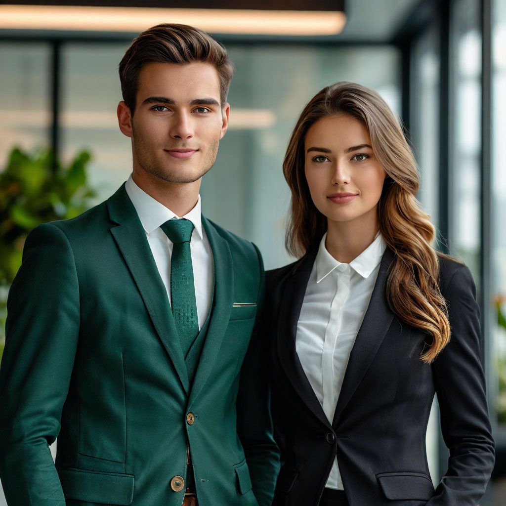 молодой сотрудник на фоне офиса