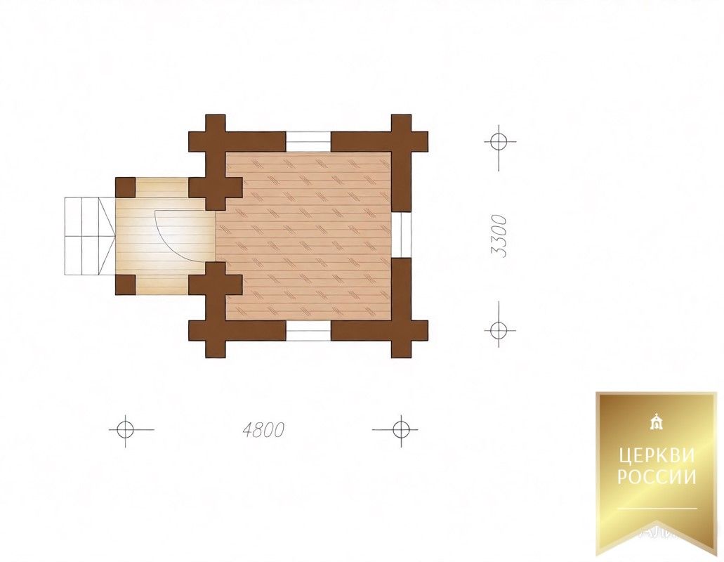 Часовня 9 м.кв. с крыльцом 1.6