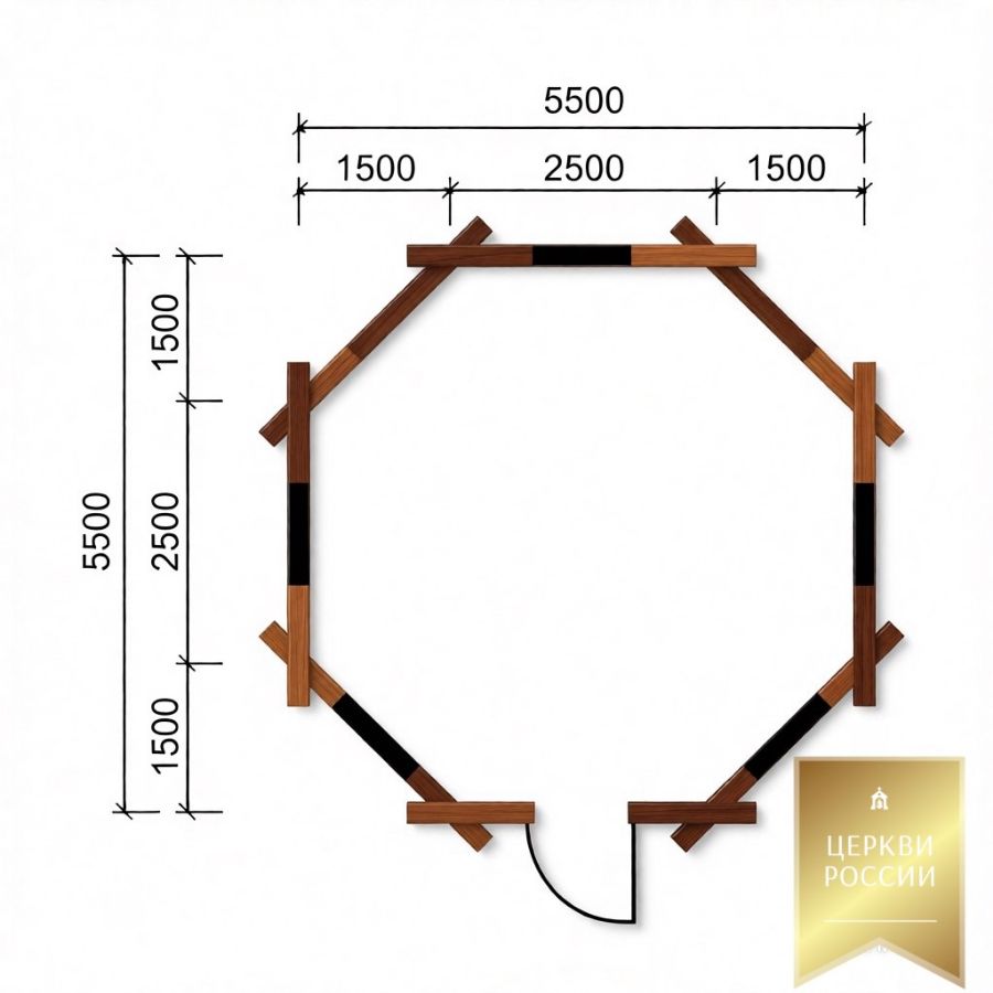 Часовня 8 граней 2 яруса 1.6