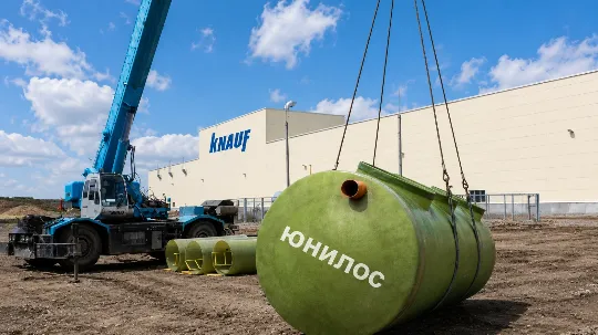 Монтаж очистного сооружения ЮНИЛОС на Нукутском гипсовом карьере KNAUF