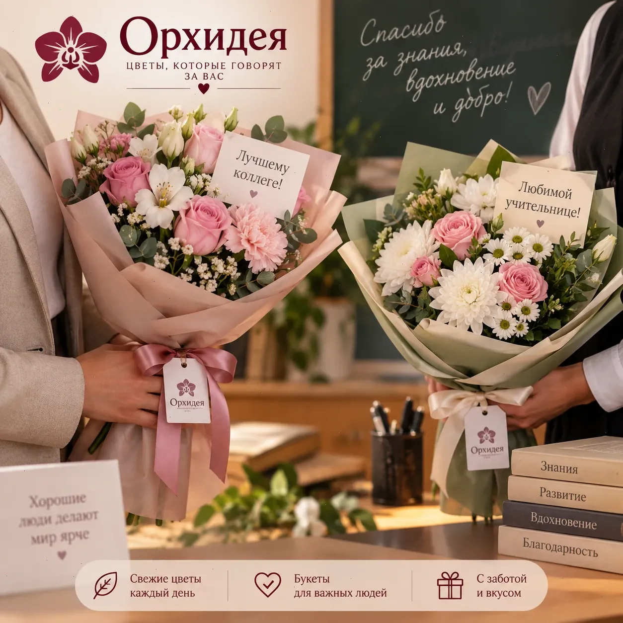 Букет коллеге и учительнице от магазина "Орхидея"