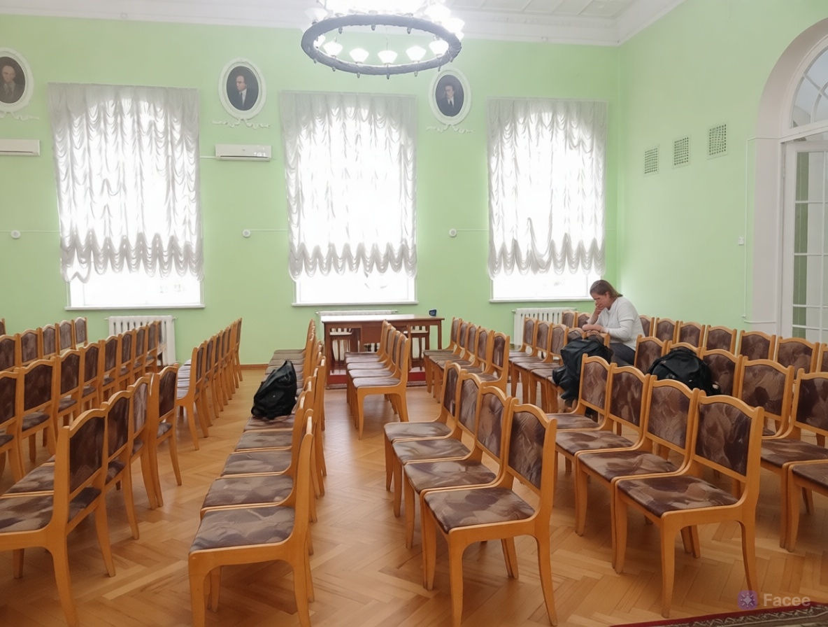 Большой читальный зал в Областной библиотеке им. А.М. Горького, где будет проходить съезд.