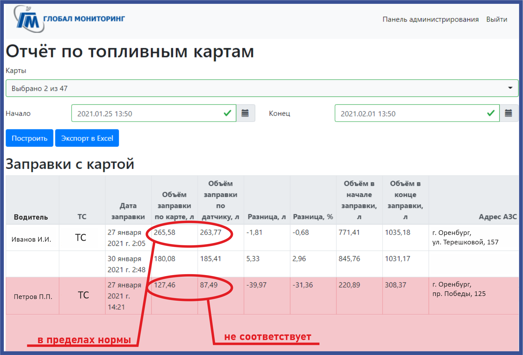 Скрин интерфейса программы