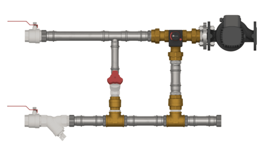 Смесительный узел для вентиляции с байпасом с плавным управлением СУБ 50-120-40.0-24