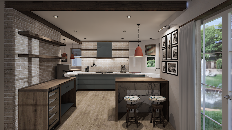 Coffee bar and small kitchen peninsula for breakfasts