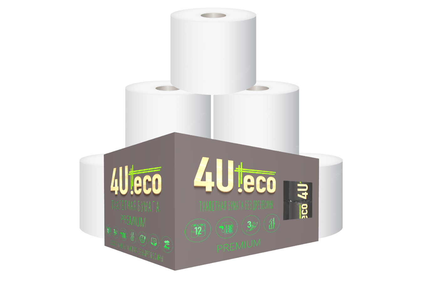 Отбеленная туалетная бумага из бамбука 12 штук