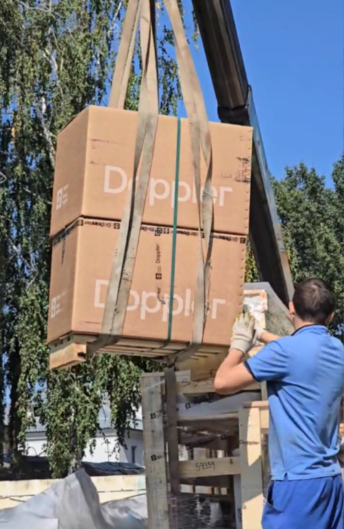Разгрузка на объекте монтажа