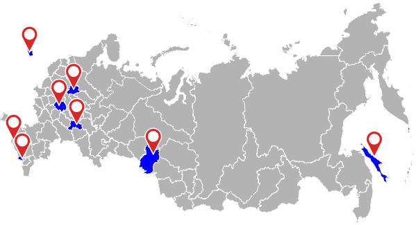 карта внедрений КАМИ-ГИС в Системах-112