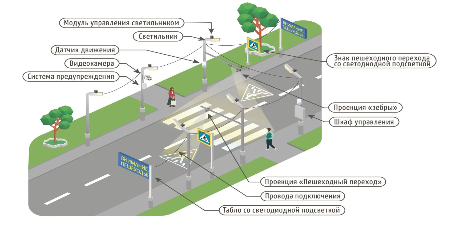 Схема пешеходного перехода вблизи образовательных учреждений