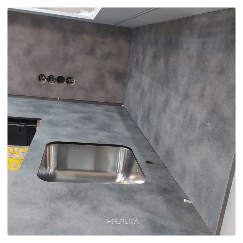 HPl компакт-плита
Артикул: BN 441 Столешница под бетон серый со стеновой панелью тонкая влагостойкая 
