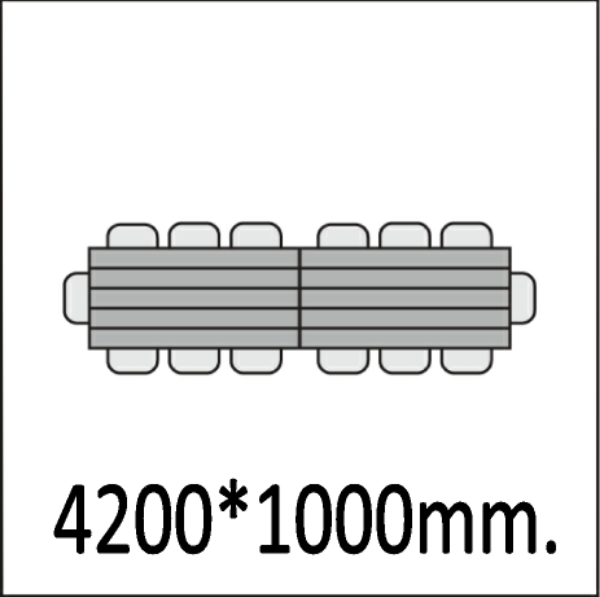 4200*1000мм.