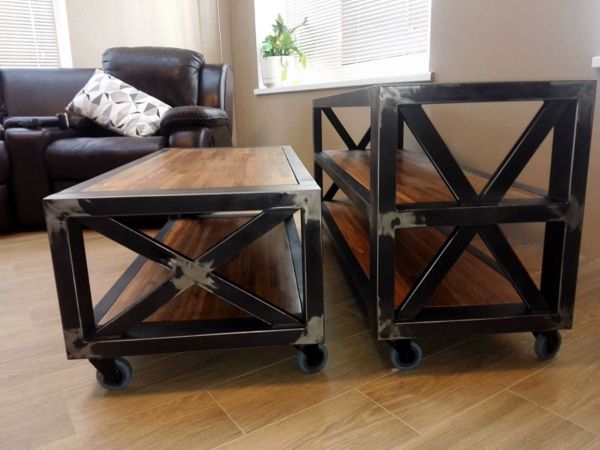 Консоль и журнальный стол в стиле лофт в процессе производства 30