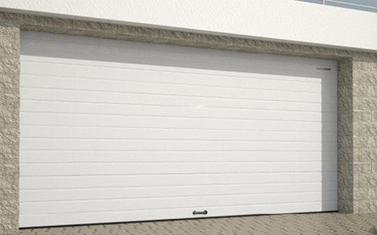 Гаражные секционные ворота из стальных сэндвич-панелей с пружинами растяжения rsd01biw