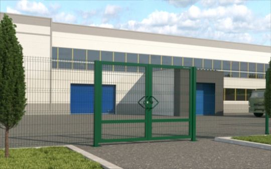 Распашные ворота со стальной рамой и с заполнением сварной сеткой