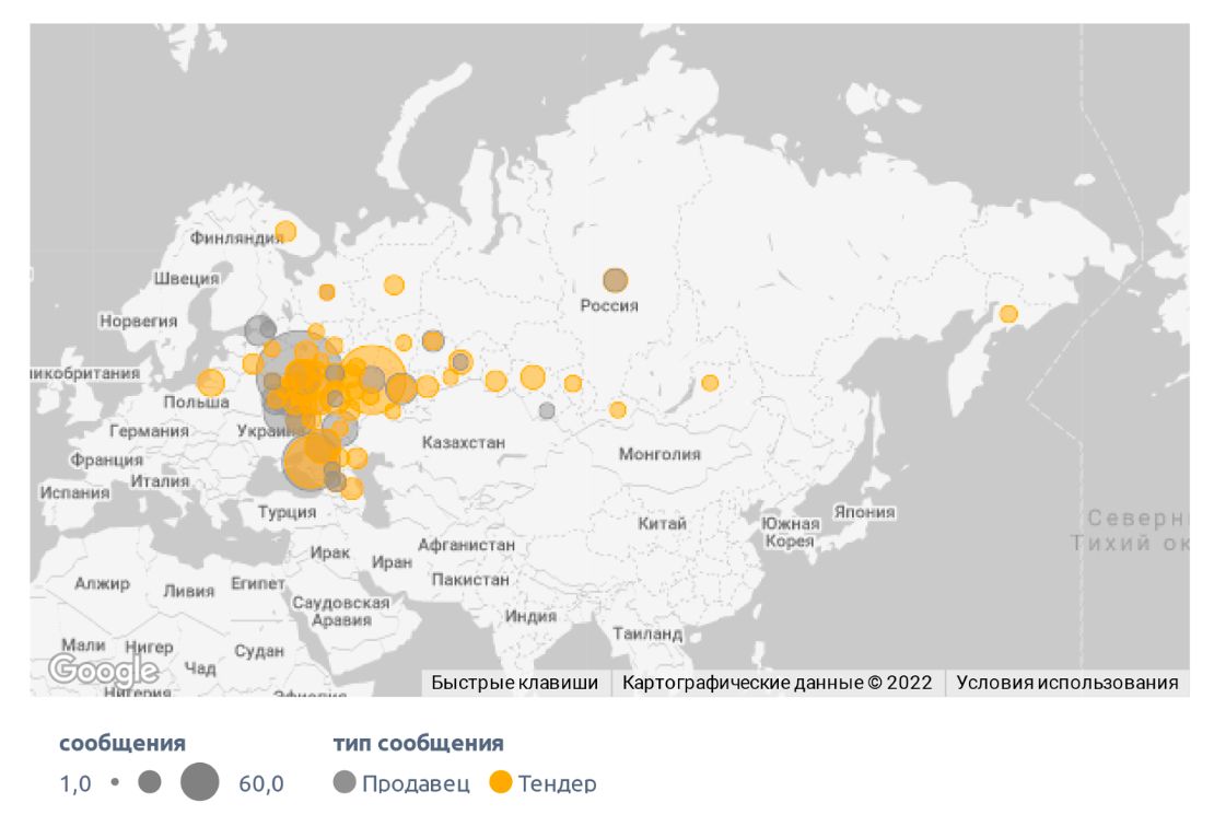 Сообщения на карте, на огурцы (июнь 2022 г.)