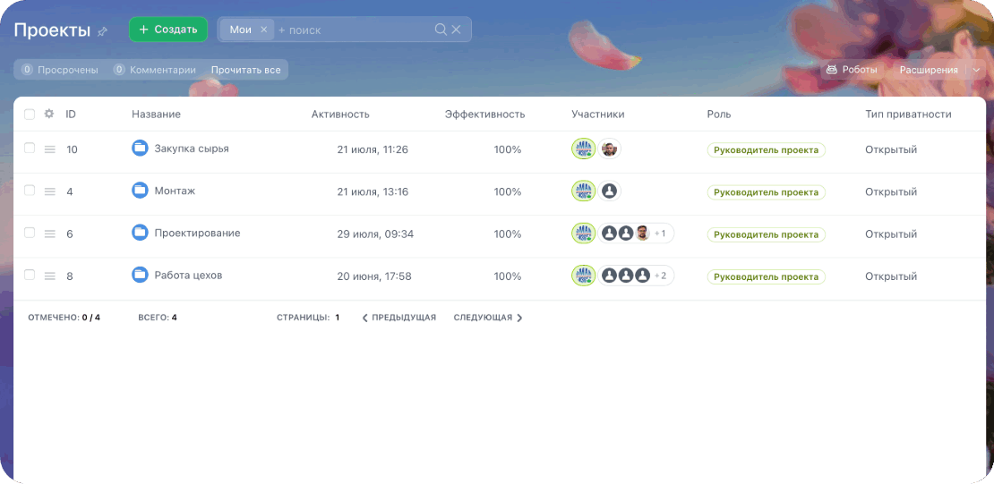 Настройка проектов на портале компании Коваль