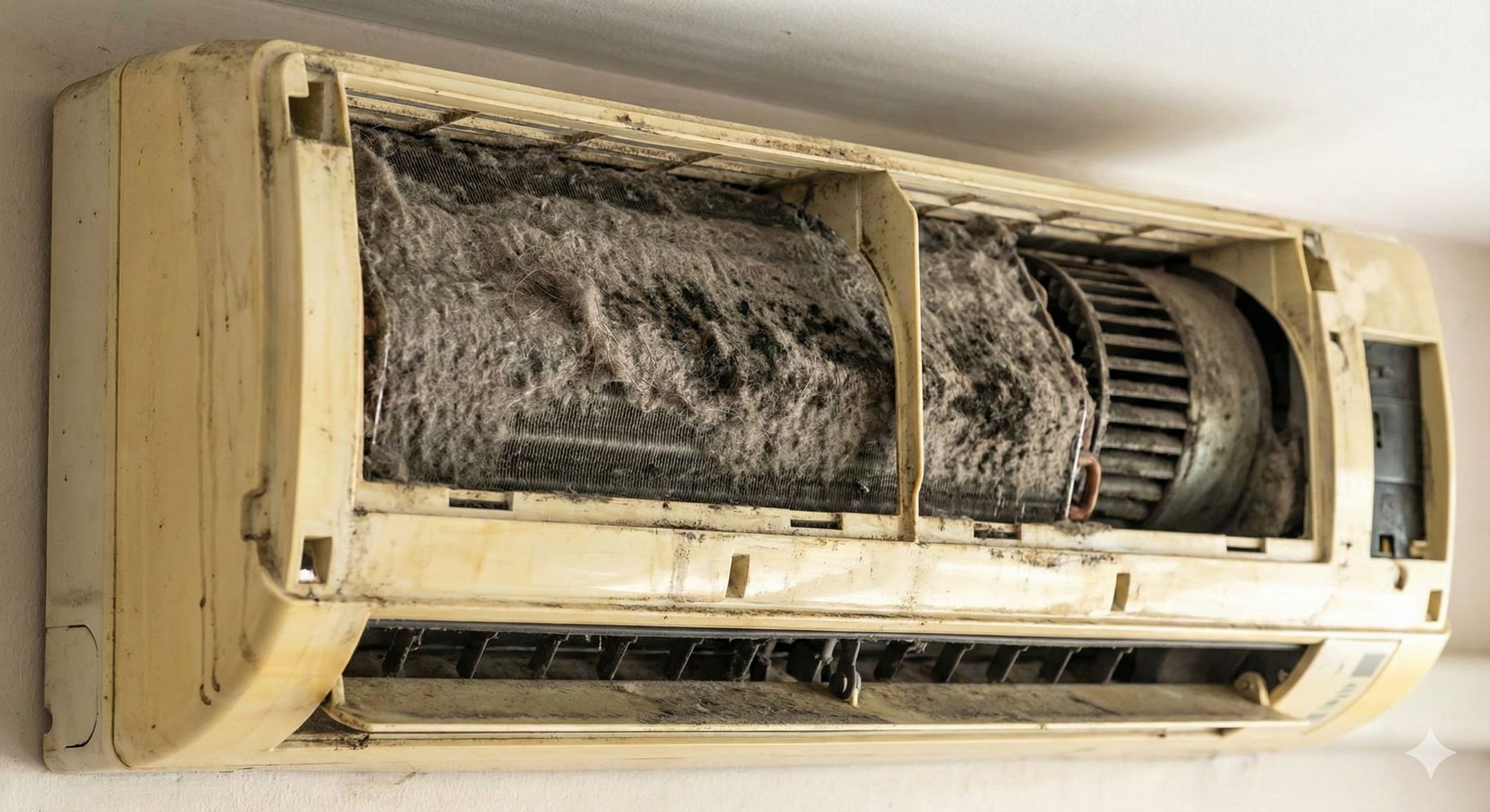 Грязный кондиционер с плесенью
