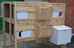 Фото клетки для кроликов, оборудование поилки и кормушки, кролиководческая ферма.