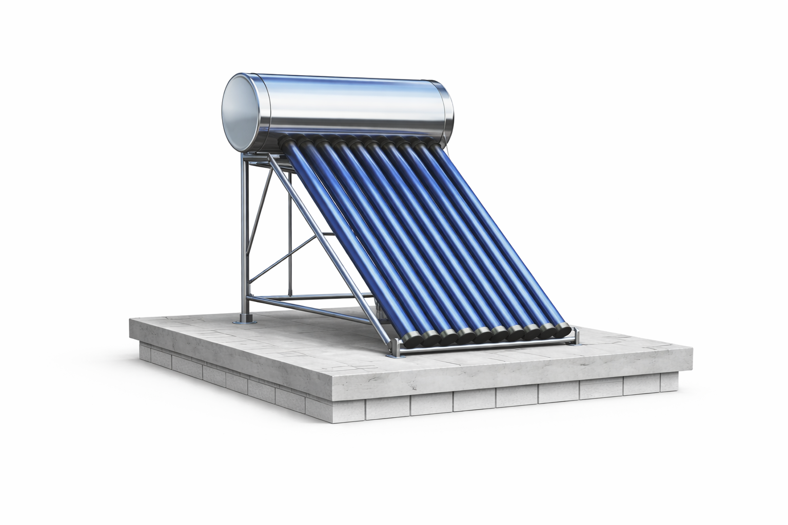 Монтаж солнечного коллектора JPH «Универсал» на плоской крыше с опорной рамой