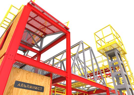 ОСНОВНЫЕ КОЛОНЫ КОМПЛЕКСА АЛЬПИНИСТ  ИМИТИРУЮТ  ОСНОВНЫЕ ЭЛЕМЕНТЫ
ОПОРЫ, ПОРТАЛЫ, БАШНИ, МАЧТЫ, СТОЛБЫ