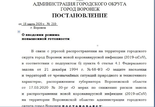 ГОРОД ВОРОНЕЖ
ПОСТАНОВЛЕНИЕ