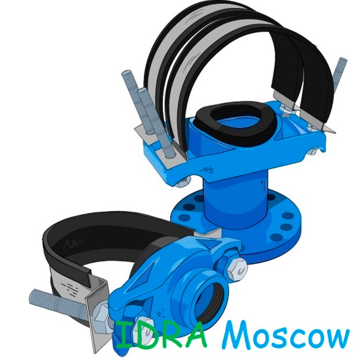 Седелка фланцевая DN300 х DN100. Отвод хомутовый фланцевый IDRA
