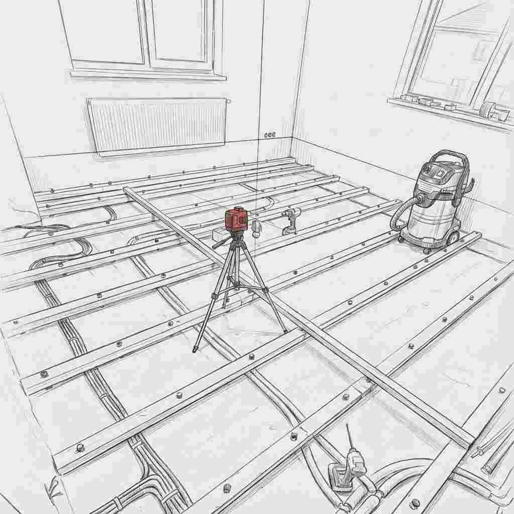 Выравнивание по уровню монтаж регулируемого пола Механик +2.4