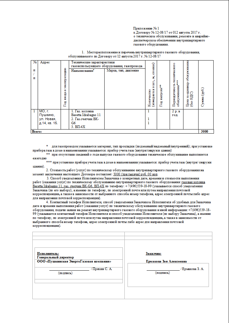 Договора на газовое обслуживание 2023