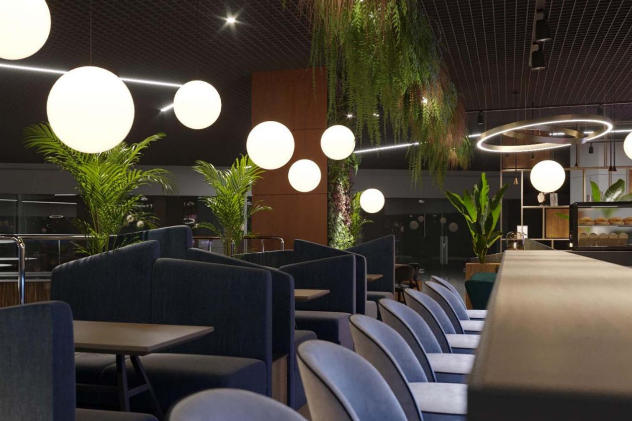 Вертикальное озеленение колоны №2 - фитостена в кафе "Пенка", ТРК "Тарелка", Златоуст