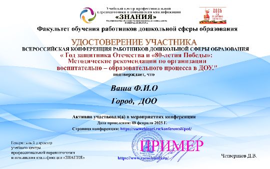 Удостоверение участника конференции