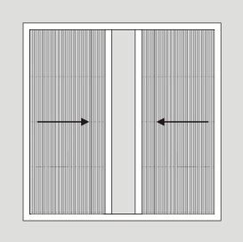 Сетки плиссе открывание к центру