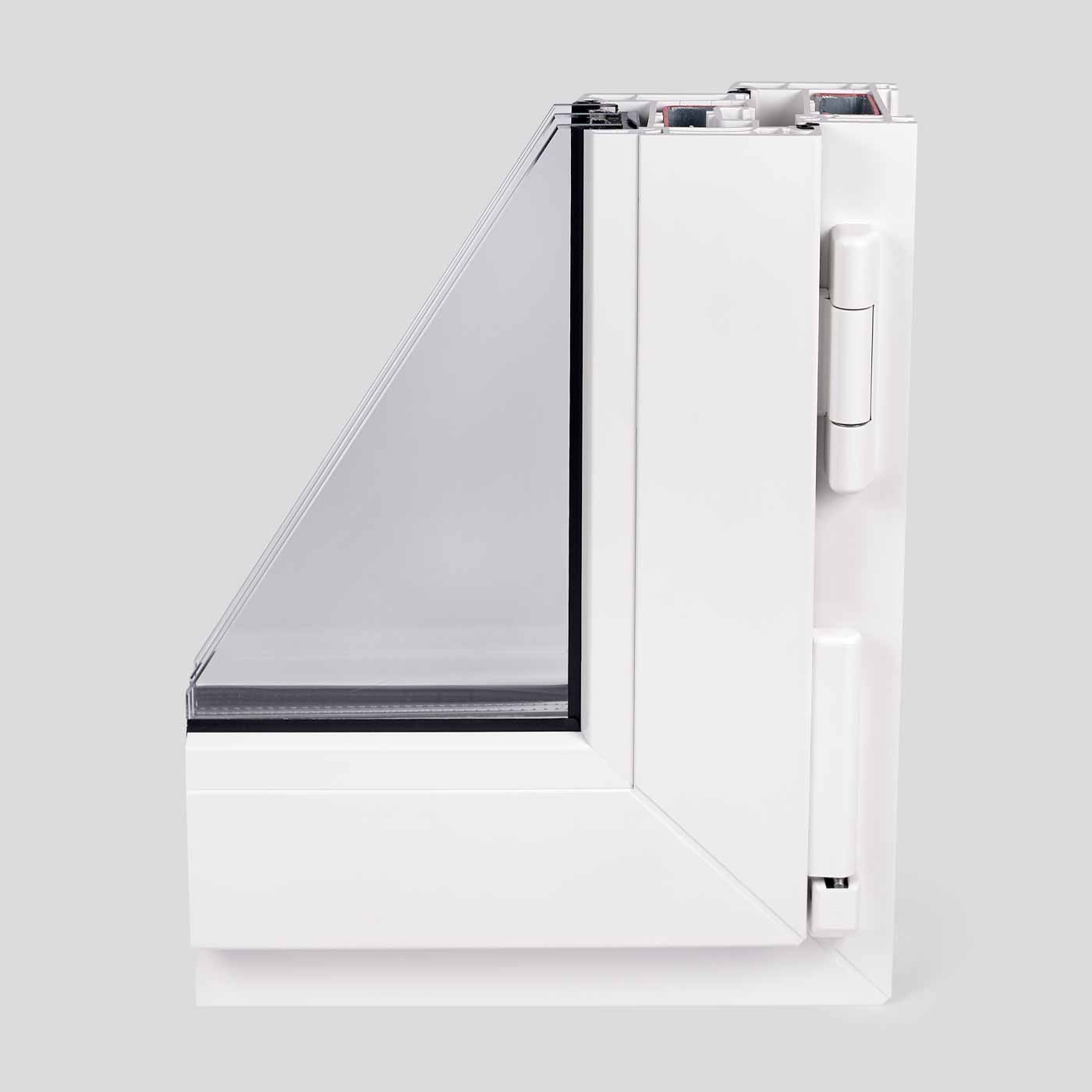 Окно пластика Рехау Селект 60 фото изнутри с петлями