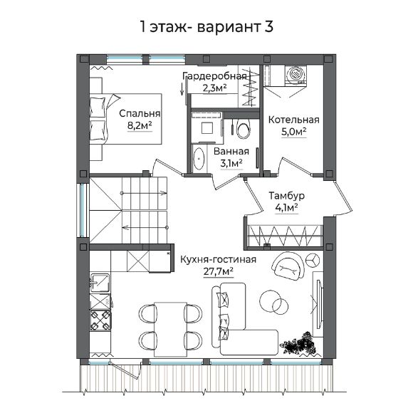 планировка дома барнхаус, барнхаус, дом в стиле барнхаус