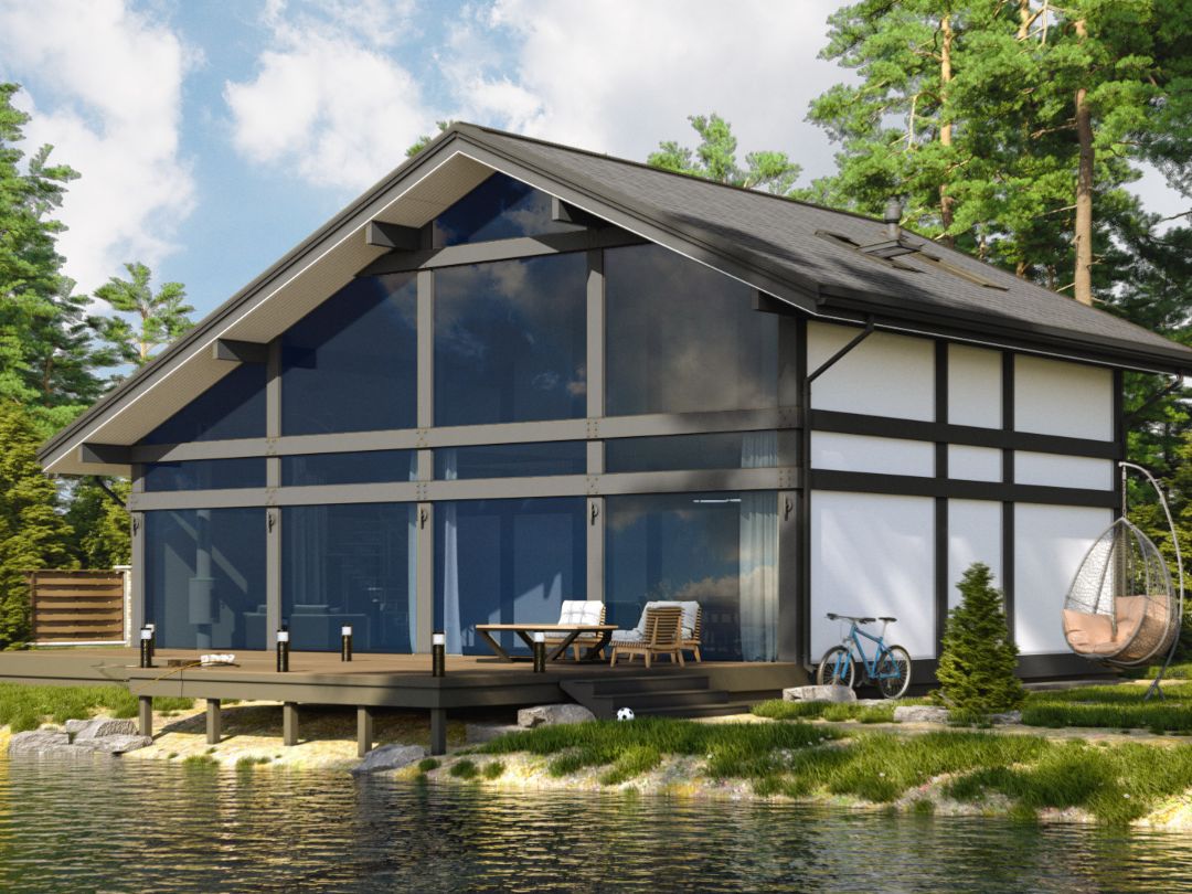 Дом ideahouse в стиле фахверк, фахверковый дом, загородный дом в стиле фахверк, каркасный дом, проект каркасного дома