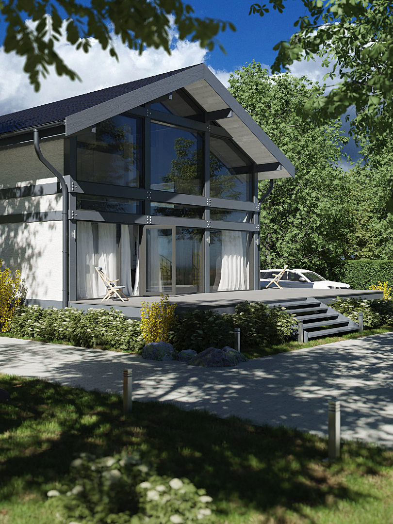 Дом ideahouse в стиле фахверк, фахверковый дом, загородный дом в стиле фахверк, каркасный дом, проект каркасного дома