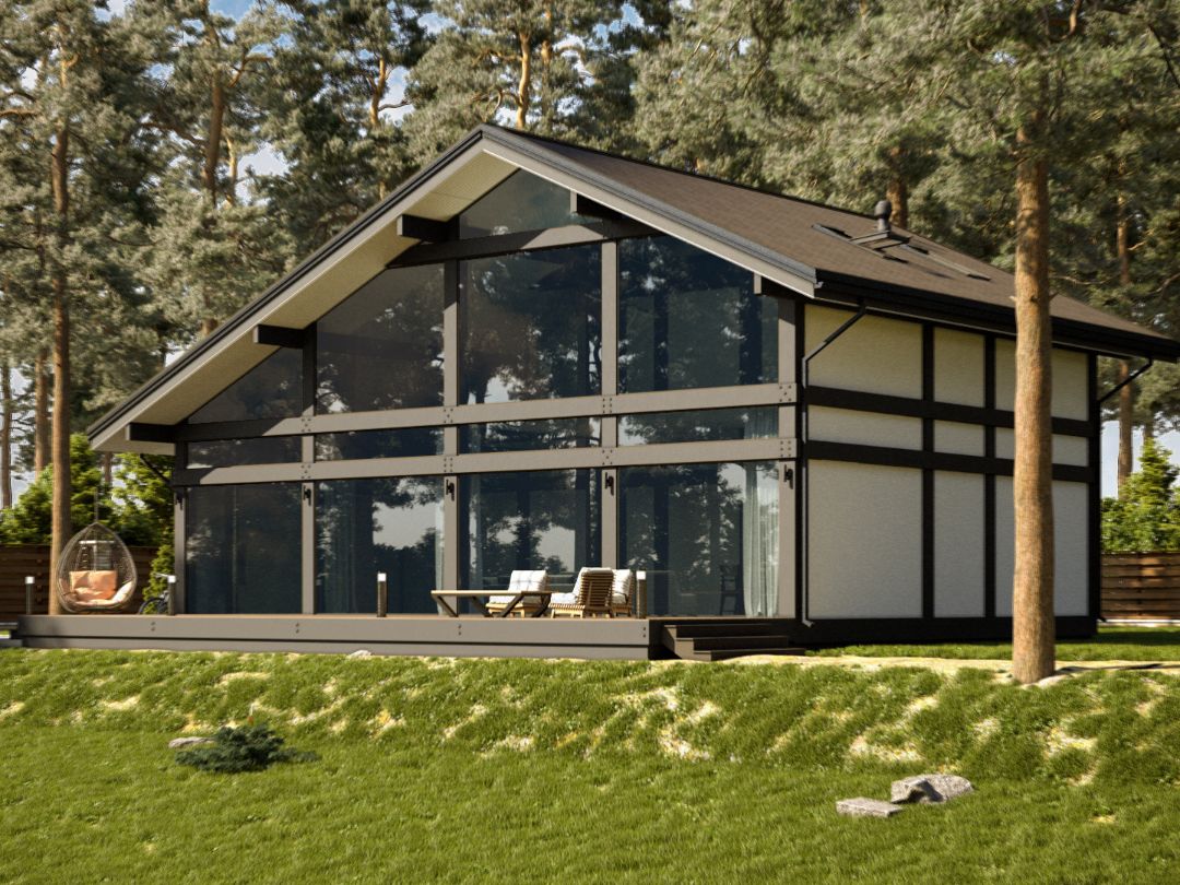 Дом ideahouse в стиле фахверк, фахверковый дом, загородный дом в стиле фахверк, каркасный дом, проект каркасного дома