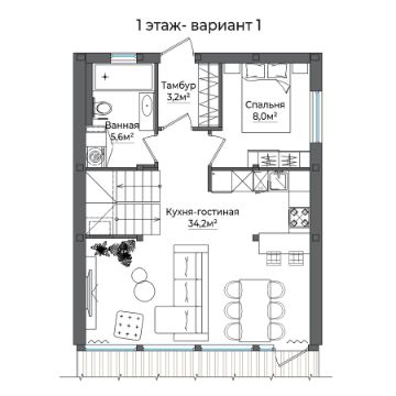 планировка дома барнхаус, барнхаус, дом в стиле барнхаус