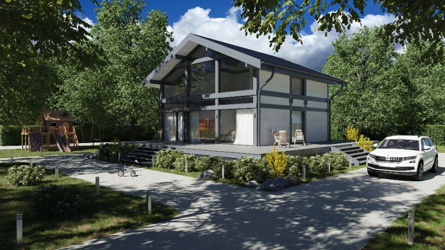 Дом ideahouse в стиле фахверк, фахверковый дом, загородный дом в стиле фахверк, каркасный дом, проект каркасного дома